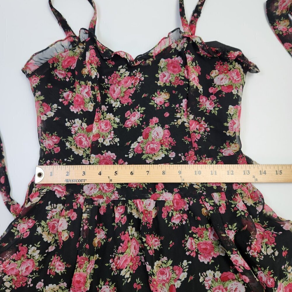 Tripp Nyc Daang Goodman Romantic Rose Garden Floral Dress Size S Lace Trim Goth - Picture 14 of 16